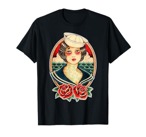 Tätowiertes Pin-Up Sailor Pretty Girl Traditionelles Tattoo Flash T-Shirt von Urban Empyre