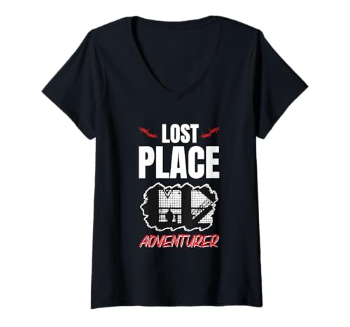 Damen Lost Place Adventure Shirt Exploration Orte Urbex T-Shirt mit V-Ausschnitt Damen Lost Place Adventure Shirt Exploration Orte Urbex T-Shirt mit V-Ausschnitt von Urban Exploration Abenteuer Verlassene Orte
