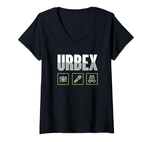 Damen Lost Place Urbexer Shirt Exploration Abandoned Orte Urbex T-Shirt mit V-Ausschnitt Damen Lost Place Urbexer Shirt Exploration Abandoned Orte Urbex T-Shirt mit V-Ausschnitt von Urban Exploration Abenteuer Verlassene Orte