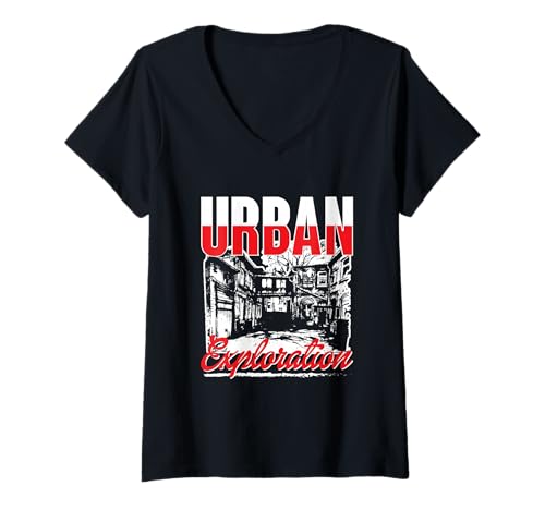 Damen Lost Place Urbexer Shirt Exploration Abandoned Orte Urbex T-Shirt mit V-Ausschnitt Damen Lost Place Urbexer Shirt Exploration Abandoned Orte Urbex T-Shirt mit V-Ausschnitt von Urban Exploration Abenteuer Verlassene Orte