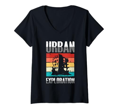 Damen Lost Place Urbexer Shirt Urban Exploration Abandoned Orte T-Shirt mit V-Ausschnitt Damen Lost Place Urbexer Shirt Urban Exploration Abandoned Orte T-Shirt mit V-Ausschnitt von Urban Exploration Abenteuer Verlassene Orte