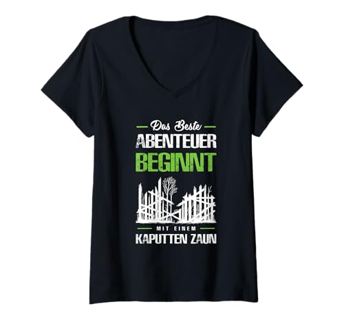 Damen Lost Place Das Beste Abenteuer Beginnt Mit Kaputten Zaun T-Shirt mit V-Ausschnitt Damen Lost Place Das Beste Abenteuer Beginnt Mit Kaputten Zaun T-Shirt mit V-Ausschnitt von Urban Explorer Abandoned Lost Places Adventure