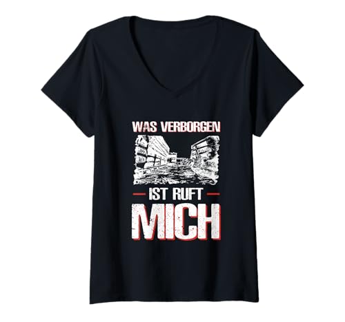 Damen Lost Place Urbexer Shirt was Verboten Ist Ruft Mich T-Shirt mit V-Ausschnitt Damen Lost Place Urbexer Shirt was Verboten Ist Ruft Mich T-Shirt mit V-Ausschnitt von Urban Explorer Abandoned Lost Places Adventure