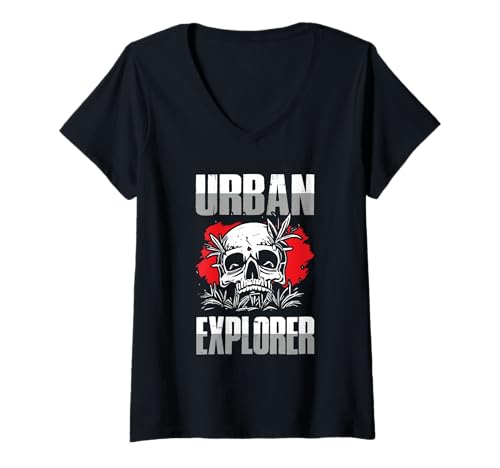 Damen Lost Place Urban Explorer Shirt Abandoned Orte Urbex T-Shirt mit V-Ausschnitt Damen Lost Place Urban Explorer Shirt Abandoned Orte Urbex T-Shirt mit V-Ausschnitt von Urban Explorer Abenteuer Verlassene Orte