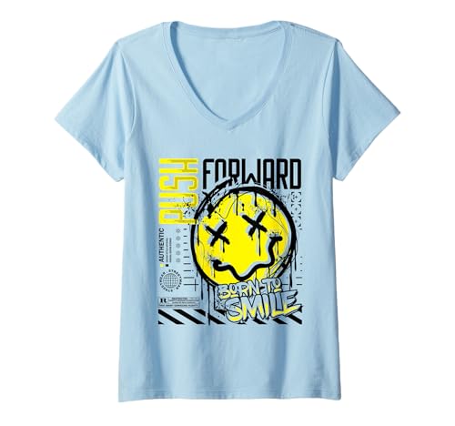 Damen Urbaner Streetwear-Vibe Aesthetic Drop T-Shirt mit V-Ausschnitt Damen Urbaner Streetwear-Vibe Aesthetic Drop T-Shirt mit V-Ausschnitt von Urban Fashion Hype Wearable Art Custom Style