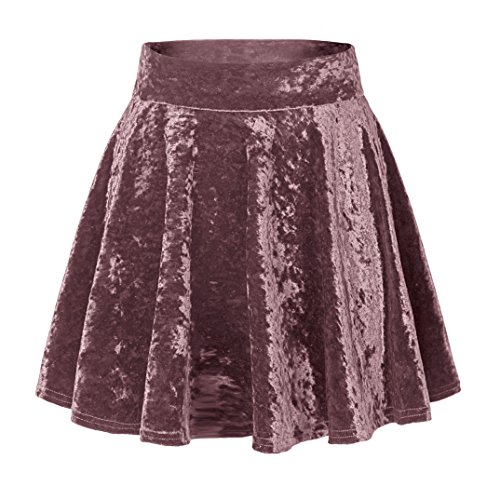 Damen Mädchen Basic Mini Skater Rock Samt Stretch Rock (M, # 2 rosa) von Urban GoCo