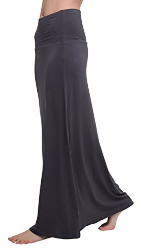 Damen Rock Lange Elastischer Strertchy Zigeuner Maxi Rock (L, Dark Shadow) von Urban GoCo