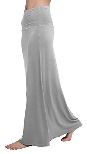 Damen Rock Lange Elastischer Strertchy Zigeuner Maxi Rock (M, hellgrau) von Urban GoCo