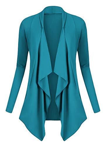 Urban GoCo Damen Strickjacke Cardigan Langarmshirt Wasserfall Strickmantel (M, Teal) von Urban GoCo