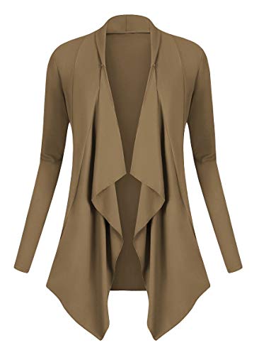 Urban GoCo Damen Strickjacke Cardigan Langarmshirt Wasserfall Strickmantel (XL, Camel) von Urban GoCo