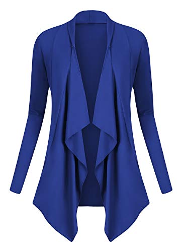 Urban GoCo Damen Strickjacke Cardigan Langarmshirt Wasserfall Strickmantel (XL, Königsblau) von Urban GoCo