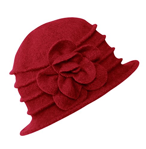 Urban GoCo Damen Vintage Bucket Hut Wintermütze Beret (#2 Rot) von Urban GoCo