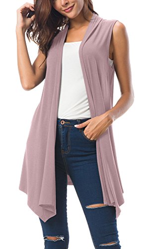 Urban GoCo Damen Ärmellos Drapiert Strickjacke Weste (Medium, Lavendel) von Urban GoCo