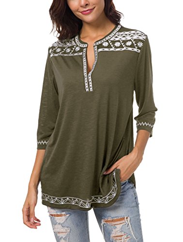 Urban GoCo Damen Böhmen Stickerei V-Ausschnitt Tops Blouse (Oliver, XL) von Urban GoCo