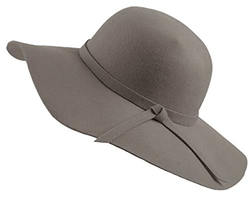 Urban GoCo Wide Brim Wollfilz Bowler Schlapphut (Hellgrau) von Urban GoCo