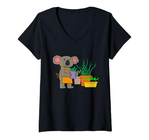 Damen Lustiges Koala Urban Gardening Cartoon Design T-Shirt mit V-Ausschnitt Damen Lustiges Koala Urban Gardening Cartoon Design T-Shirt mit V-Ausschnitt von Urban Green Animals - Koala Edition