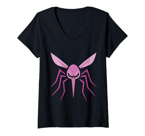 Damen Mücke in pink T-Shirt mit V-Ausschnitt von Urban Insects Art