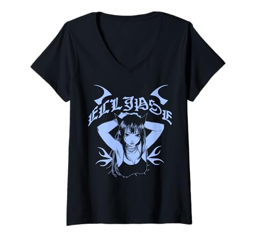 Damen Eclipse - Japanisches Streetwear-Anime-Mädchen T-Shirt mit V-Ausschnitt von Urban Japan Style
