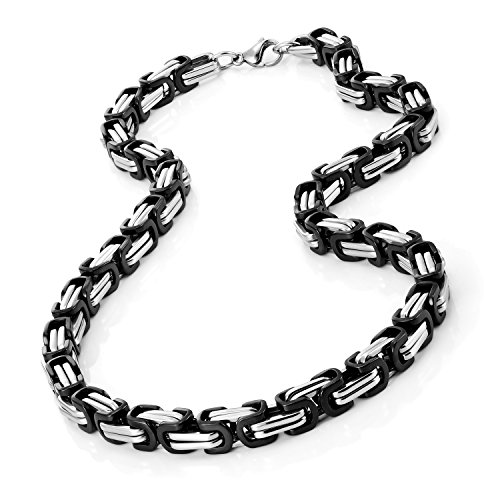 Urban-Jewelry Beeindruckende Edelstahl Herren Halskette Silber Schwarze Kette im Mechaniker Stil - Halsketten für Männer 52cm von Urban-Jewelry