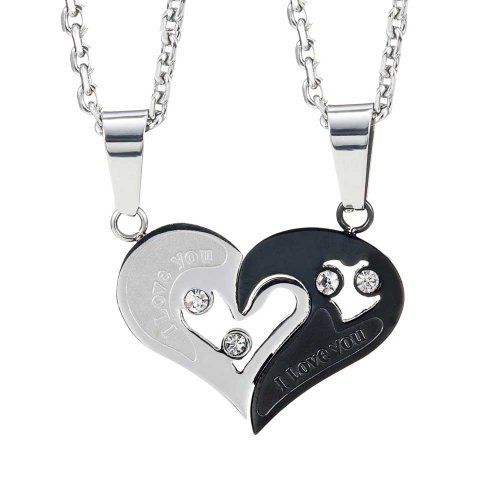 Urban-Jewelry Atemberaubende 2 Stücke Für Sie und Ihn Paare Geschenk Herz Anhänger Liebe Halskette Set für Liebhaber Valentinstag 19 von Urban-Jewelry