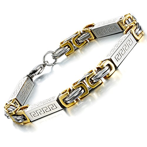 Urban-Jewelry Beeindruckendes Herren Edelstahl Armband, Gold Silber, 23 cm (mit Marken Geschenkpackung) von Urban-Jewelry