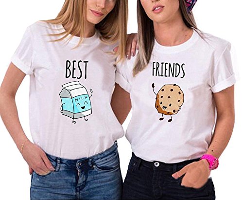 Best Friends BFF Beste Freunde T-Shirt für Zwei Mädchen - 1x Damen Tshirt Cookie Weiß M von Urban Kingz