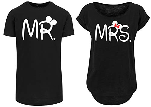 Couple Pärchen Mr Mrs Oversize Long T-Shirt - Herren Shirt Schwarz L von Urban Kingz