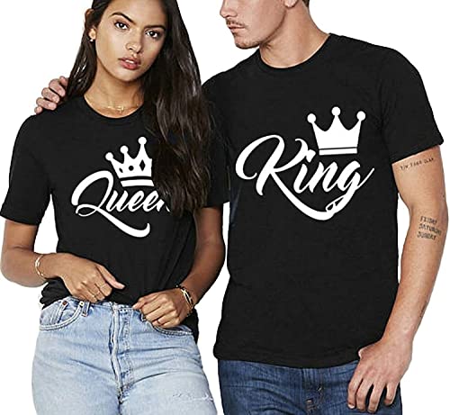 Partner Pärchen King & Queen T-Shirt mit Logo Spruch - 1x Shirt Damen Schwarz XXL von Urban Kingz