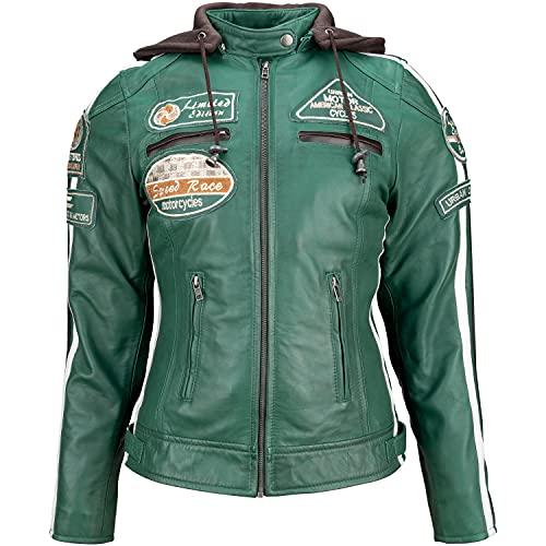 URBAN 5884 Damen 58 Ladies Motorradjacke Mit Protektoren, Aus Lammleder, Dunkelgrün, S EU von URBAN 5884