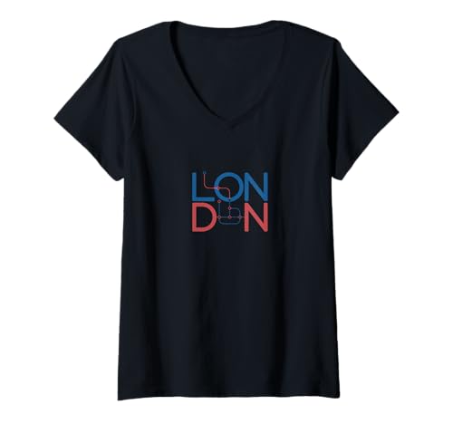 Damen London Tube-inspirierte Typografie T-Shirt mit V-Ausschnitt Damen London Tube-inspirierte Typografie T-Shirt mit V-Ausschnitt von Urban London Vibes