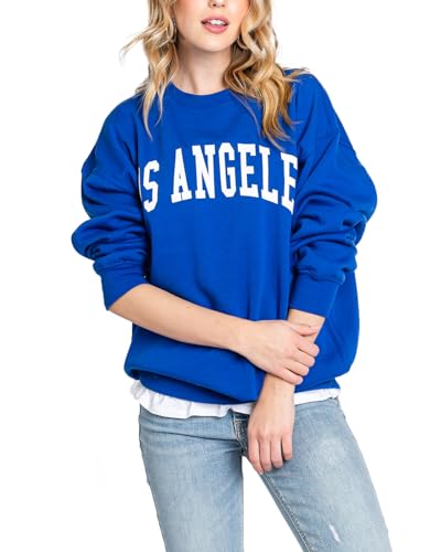 Urban Look California und Los Angeles Damen-Fleece-Sweatshirt, lockere Passform, Los Angeles Royal Blue, M von Urban Look