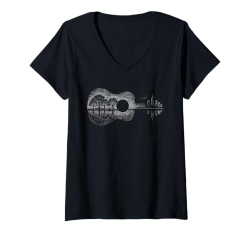 Damen Love Guitar, Nature City, Musik, Kunst Akustische Landschaft T-Shirt mit V-Ausschnitt Damen Love Guitar, Nature City, Musik, Kunst Akustische Landschaft T-Shirt mit V-Ausschnitt von Urban Nature Acoustic Music Guitar Lovers Artwear