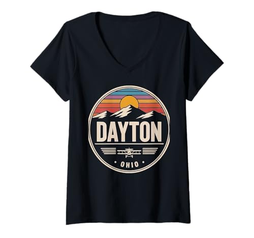 Damen Dayton Ohio City Travel Urban Explorer-Ausrüstung T-Shirt mit V-Ausschnitt von Urban Ohio Travel Enthusiast City