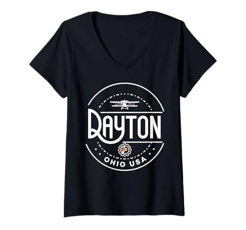 Damen Dayton Ohio City Travel Urban Explorer-Ausrüstung T-Shirt mit V-Ausschnitt von Urban Ohio Travel Enthusiast City