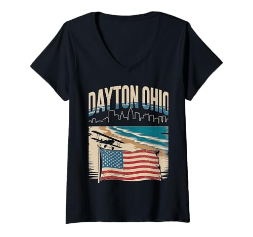 Damen Dayton Ohio City Travel Urban Explorer-Ausrüstung T-Shirt mit V-Ausschnitt von Urban Ohio Travel Enthusiast City