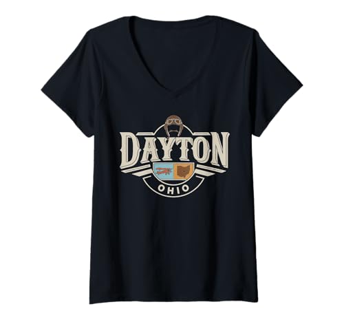 Damen Dayton Ohio City Travel Urban Explorer-Ausrüstung T-Shirt mit V-Ausschnitt von Urban Ohio Travel Enthusiast City