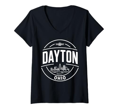Damen Dayton Ohio City Travel Urban Explorer-Ausrüstung T-Shirt mit V-Ausschnitt von Urban Ohio Travel Enthusiast City