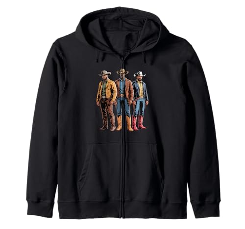 Schwarz Cowboy Trio Western Outfits Strong Country Father Men Kapuzenjacke von Urban Rodeo Pride Culture Texas Brotherhood Dad