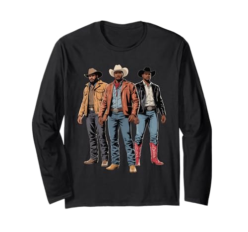 Schwarz Cowboy Trio Western Outfits Strong Country Father Men Langarmshirt von Urban Rodeo Pride Culture Texas Brotherhood Dad