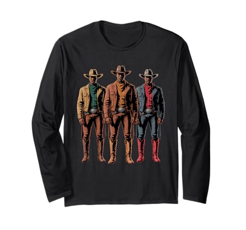 Schwarz Cowboy Trio Western Outfits Strong Country Father Men Langarmshirt von Urban Rodeo Pride Culture Texas Brotherhood Dad