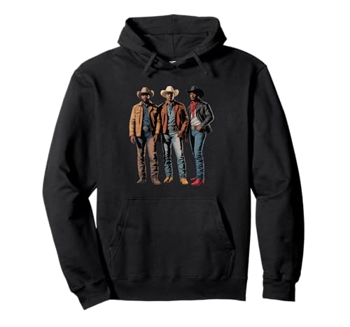 Schwarz Cowboy Trio Western Outfits Strong Country Father Men Pullover Hoodie von Urban Rodeo Pride Culture Texas Brotherhood Dad