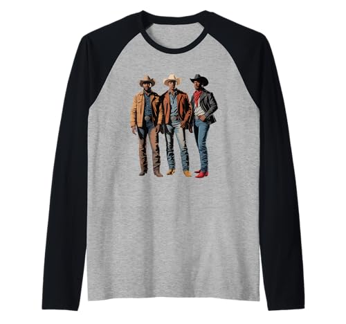 Schwarz Cowboy Trio Western Outfits Strong Country Father Men Raglan von Urban Rodeo Pride Culture Texas Brotherhood Dad