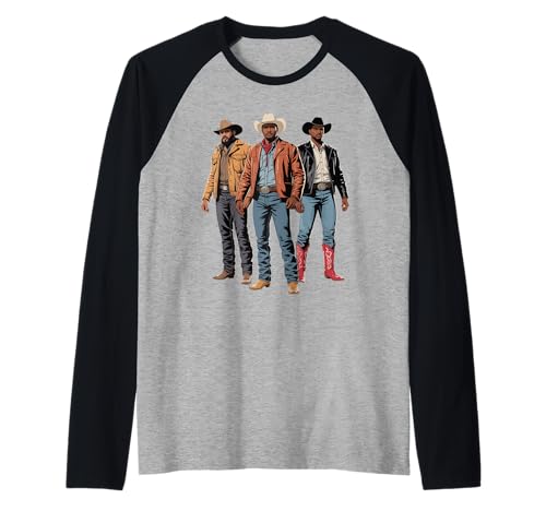 Schwarz Cowboy Trio Western Outfits Strong Country Father Men Raglan von Urban Rodeo Pride Culture Texas Brotherhood Dad