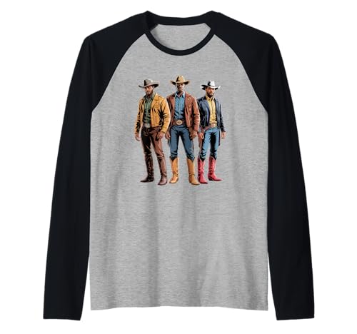 Schwarz Cowboy Trio Western Outfits Strong Country Father Men Raglan von Urban Rodeo Pride Culture Texas Brotherhood Dad