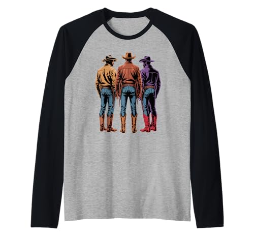 Schwarz Cowboy Trio Western Outfits Strong Country Father Men Raglan von Urban Rodeo Pride Culture Texas Brotherhood Dad