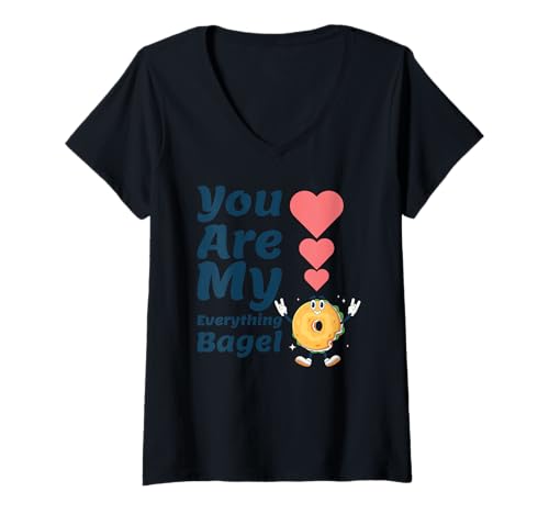 Damen Americana Bagel Lover Maskottchen New York Frühstück Spaß Classic T-Shirt mit V-Ausschnitt Damen Americana Bagel Lover Maskottchen New York Frühstück Spaß Classic T-Shirt mit V-Ausschnitt von Urban Species