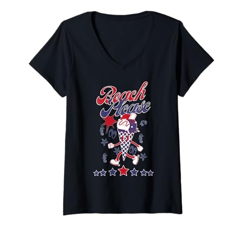 Damen Americana Eistüte Sommer Strand Spaß Urlaub 50er Jahre Retro T-Shirt mit V-Ausschnitt Damen Americana Eistüte Sommer Strand Spaß Urlaub 50er Jahre Retro T-Shirt mit V-Ausschnitt von Urban Species