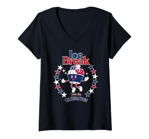 Damen Americana Ice Cream Break Maskottchen Summer Fun LOL 50er Vintage T-Shirt mit V-Ausschnitt Damen Americana Ice Cream Break Maskottchen Summer Fun LOL 50er Vintage T-Shirt mit V-Ausschnitt von Urban Species