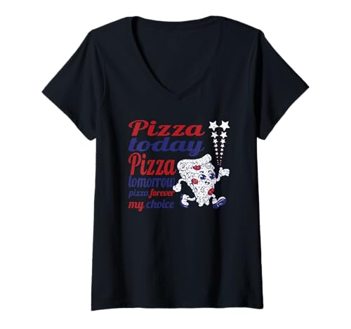 Damen Americana Pizza Lover Forever Maskottchen New York Style Vintage T-Shirt mit V-Ausschnitt Damen Americana Pizza Lover Forever Maskottchen New York Style Vintage T-Shirt mit V-Ausschnitt von Urban Species