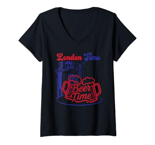 Damen Lustiger LOL-Klassiker für Liebhaber eines Bieres in London Beer Time Pub T-Shirt mit V-Ausschnitt Damen Lustiger LOL-Klassiker für Liebhaber eines Bieres in London Beer Time Pub T-Shirt mit V-Ausschnitt von Urban Species